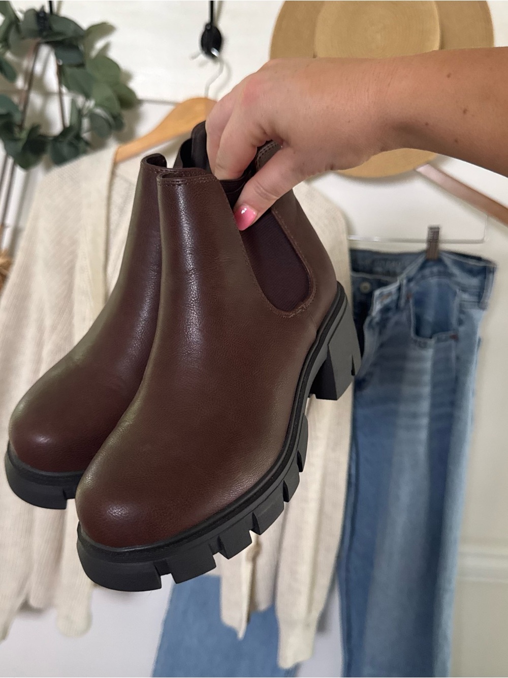 Chunky Chelsea Ankle Boots in Dark Brown - Picture 3 of 6